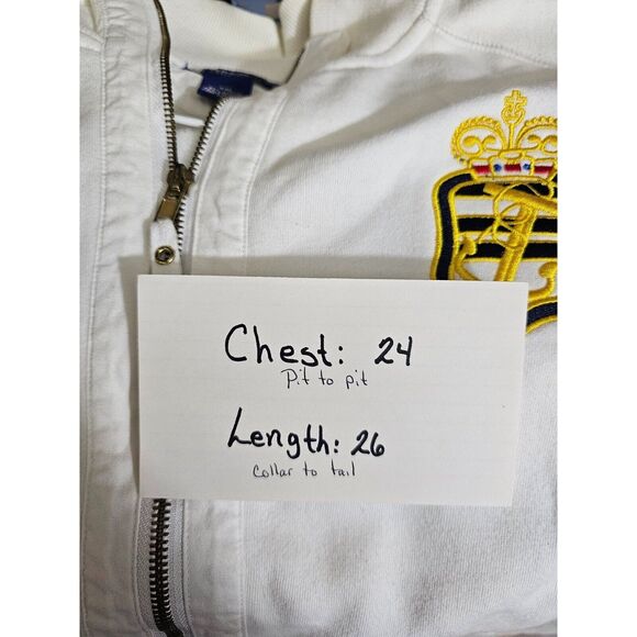 VINTAGE Crown & Anchor White Embroidered Nautical Zippered Jacket Women's XXL - Picture 6 of 6